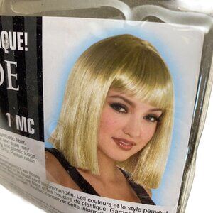 Blonde Costume Wig Straight Short Hair Bob with Bangs Flapper